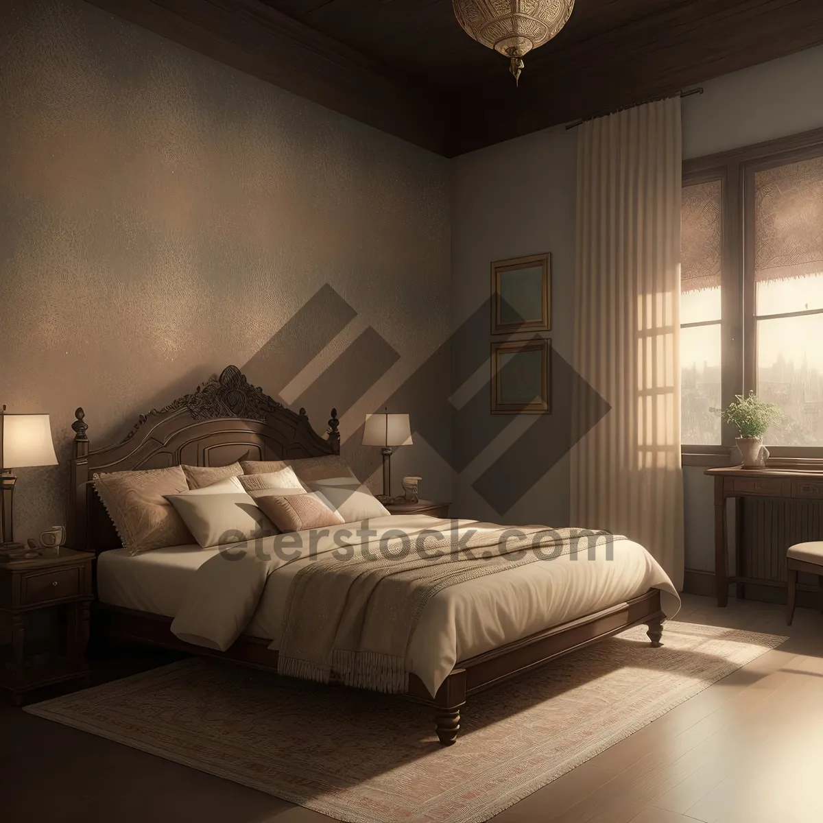 Picture of Modern Bedroom with Comfortable Sofa and Stylish Decor