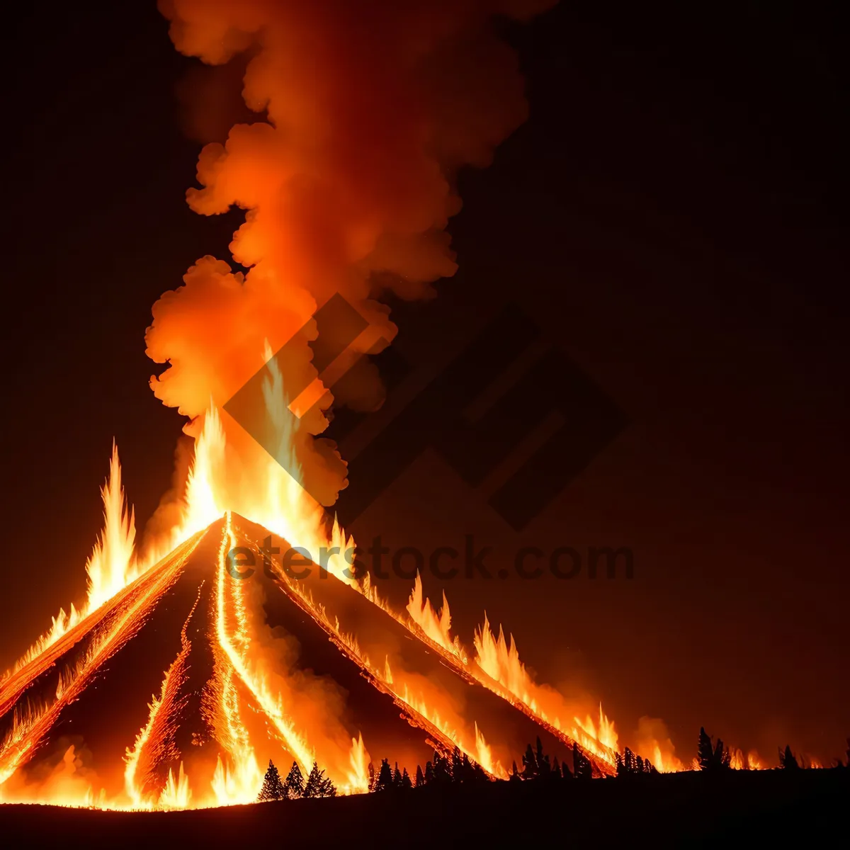 Picture of Fiery Blaze: Hot Orange Bonfire Igniting Inferno