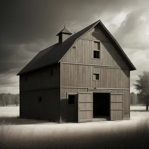 Old Rustic Farm Shed Under Clear Blue Sky