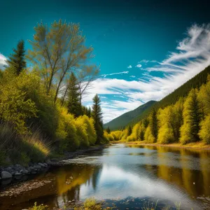 Autumn Reflections: Serene Forest Sunset Over Lake