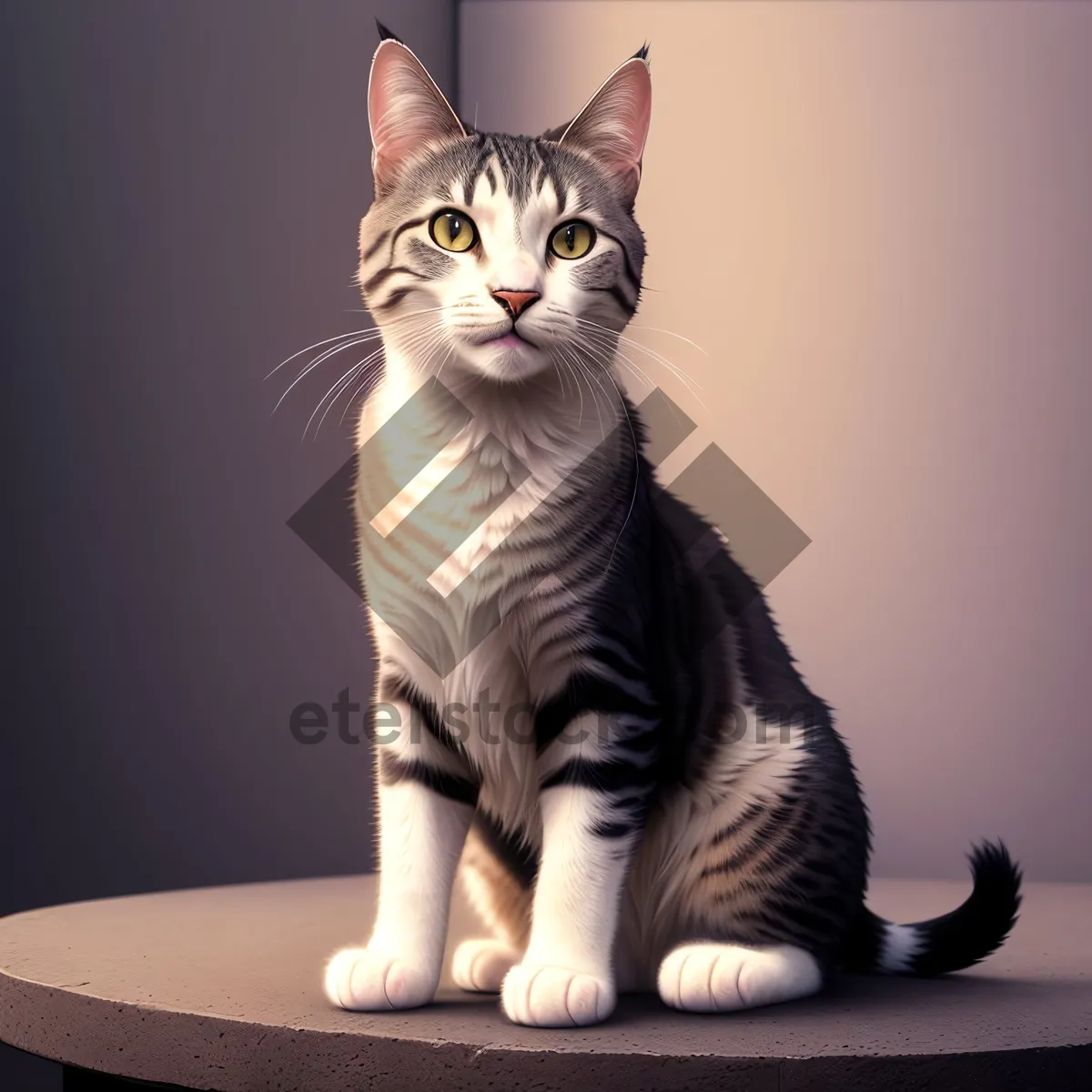Picture of Adorable Gray Tabby Cat with Curious Eyes