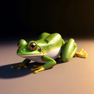 Bulging-eyed Tree Frog Posing in Wildlife Environment