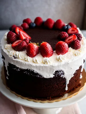 Delicious Berry Chocolate Cake - Gourmet Dessert Illustration