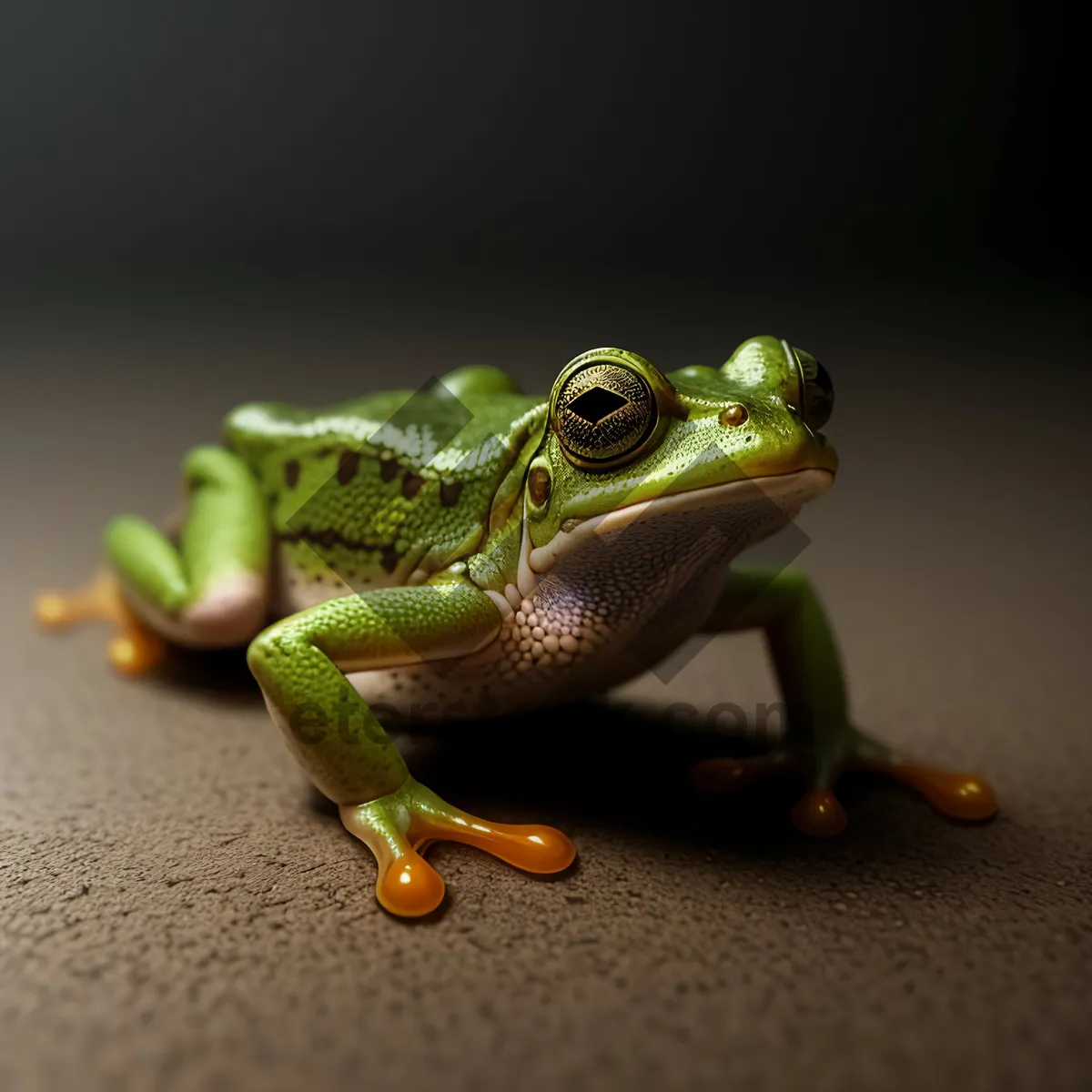Picture of Bulging-eyed tree frog in vibrant orange hues