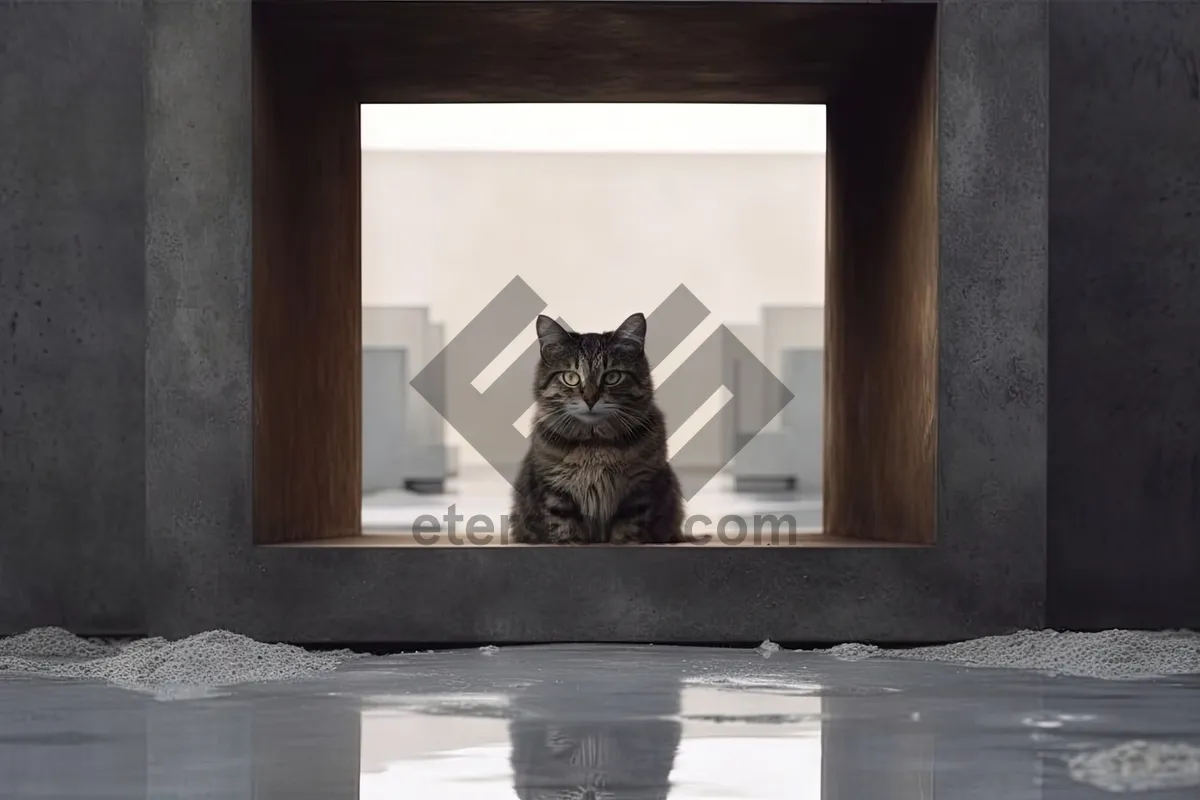 Picture of Curious gray tabby cat with adorable eyes