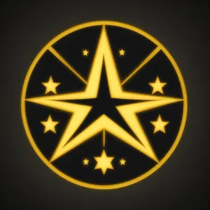 Black Circle Star Graphic Set - Web Design Symbol