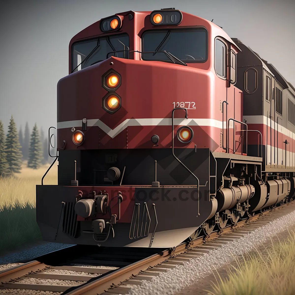 Picture of Vintage Electric Locomotive on Railroad Tracks