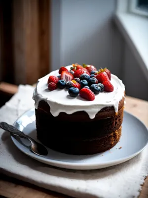 Mouth-watering gourmet berry trifle with fresh cream