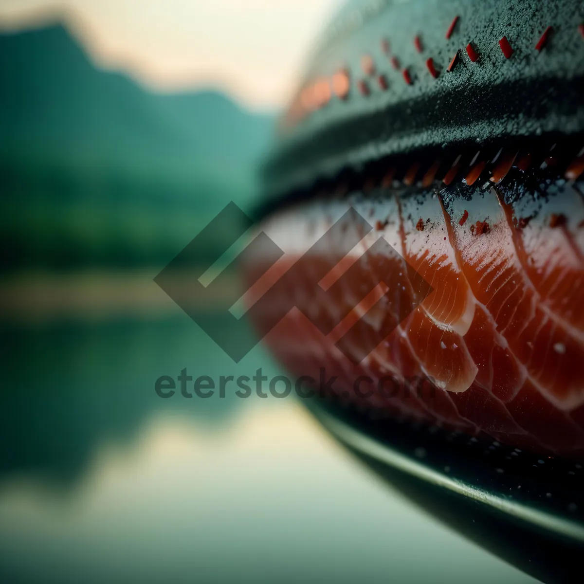 Picture of Baseball Glove with Close-up Eye on Ball