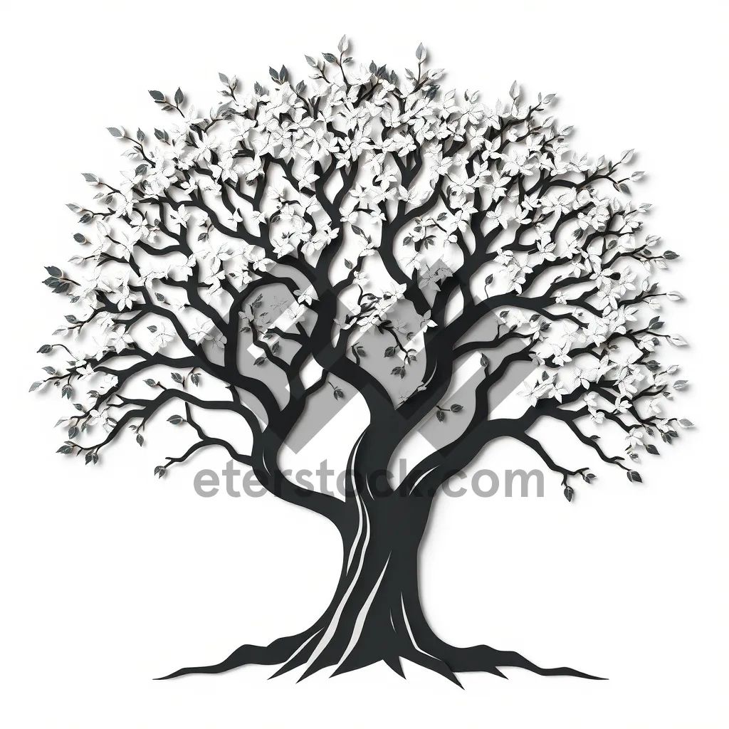 Picture of Black floral tree silhouette graphic pattern