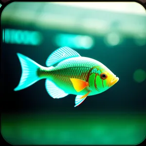 Golden Fin: Aquatic Beauty in Underwater Aquarium