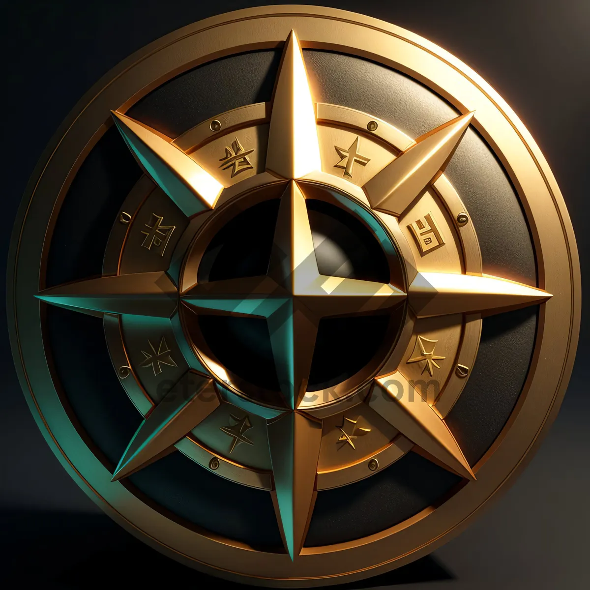 Picture of Shiny Gold Metallic Shield Icon Button