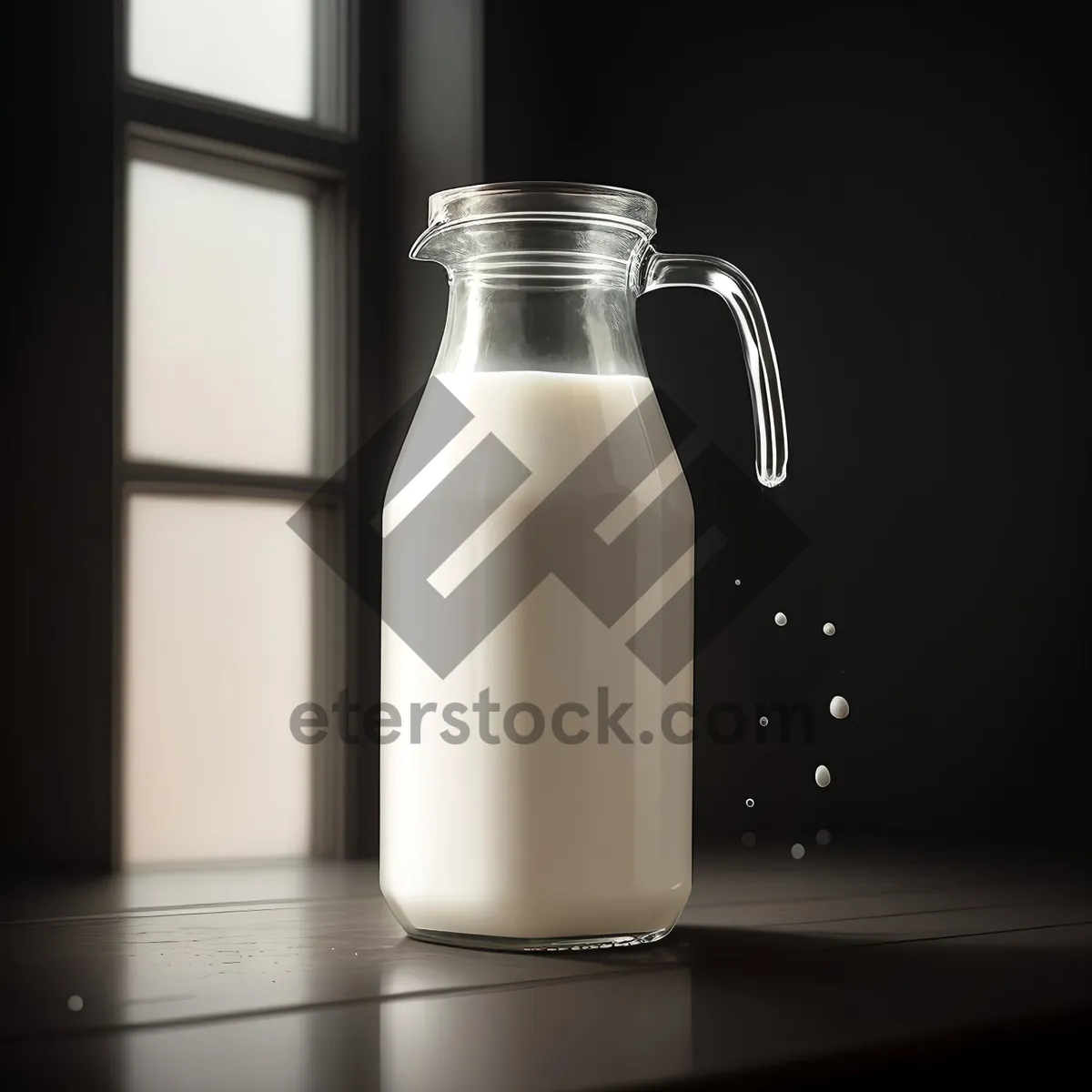 Picture of Refreshing Milk in Transparent Glass Bottle