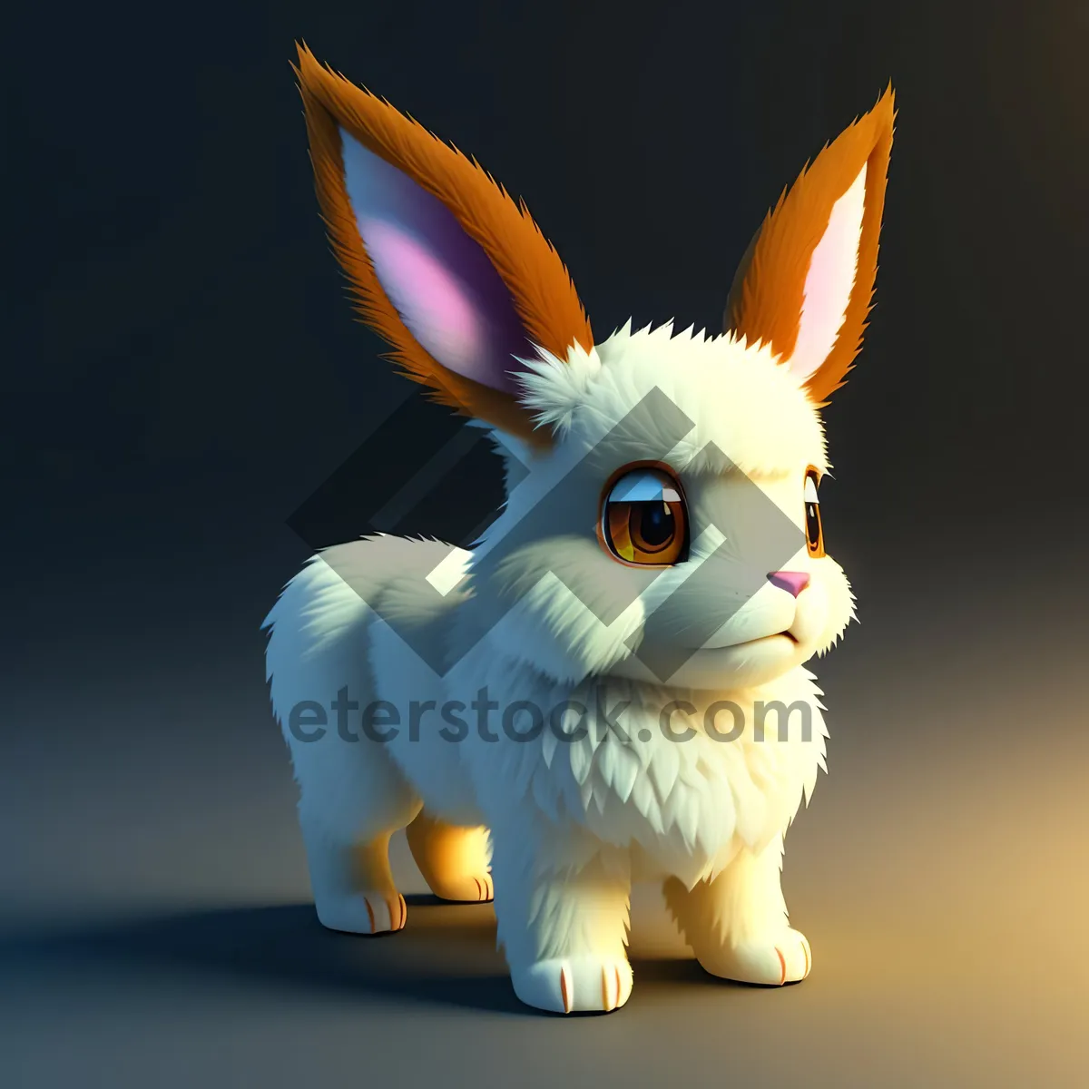 Picture of Cute Fluffy Bunny Portrait in Studio