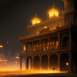 Iconic night view of historic cathedral in the city