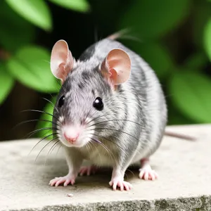 Furry Friend: Adorable Gray Pet Mouse with Whiskers