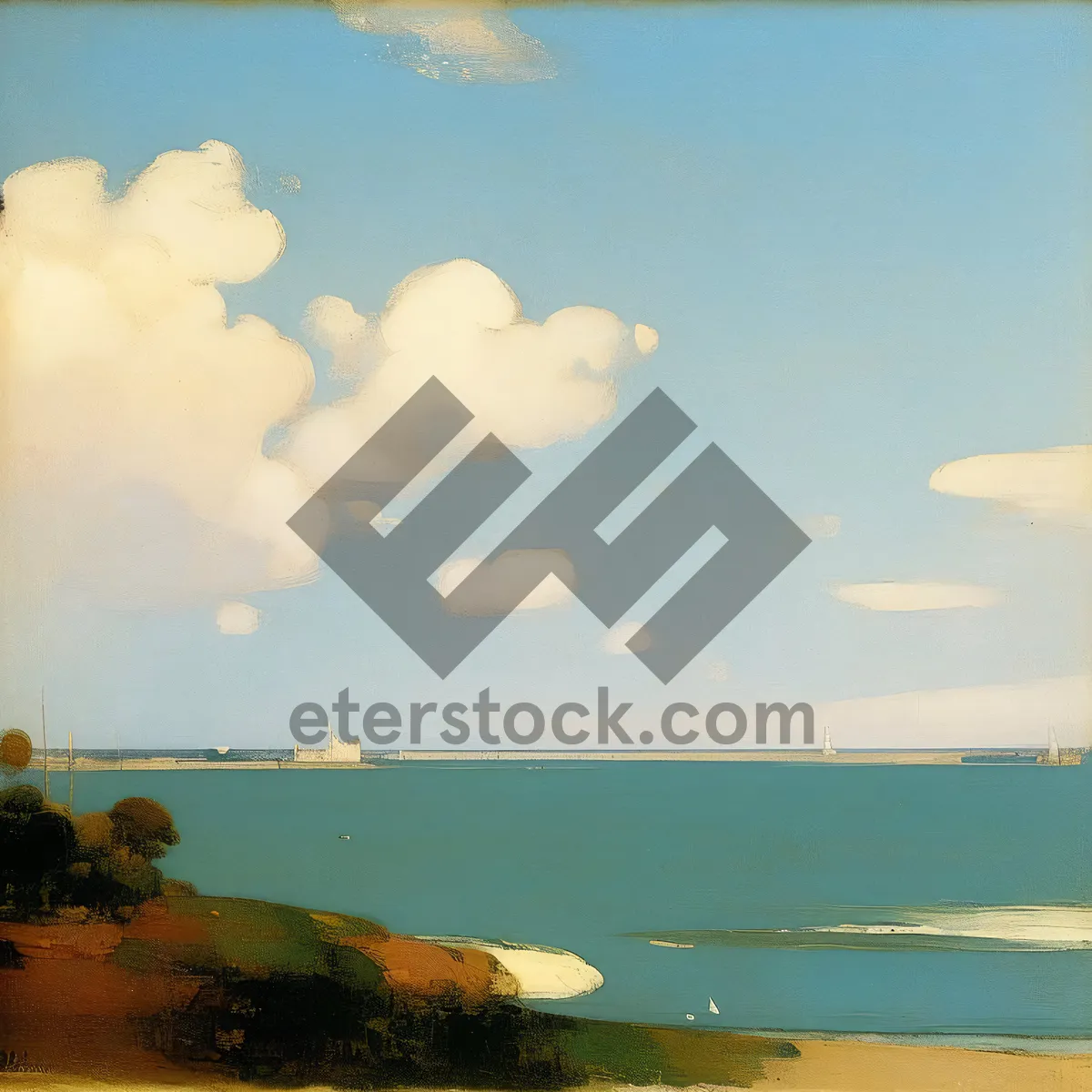 Picture of Tranquil Beach Sunset over Ocean Horizon