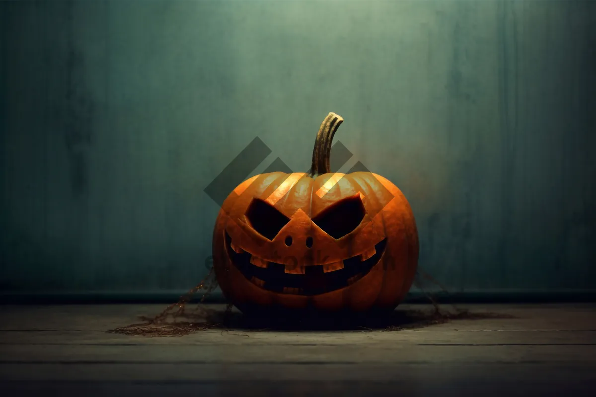 Picture of Autumn Jack-O'-Lantern Decoration with Candle Light