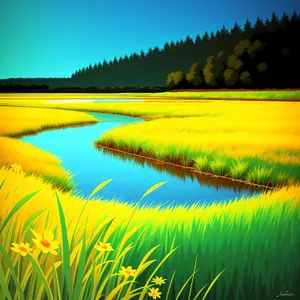 Serene Summer Sunset Over Blissful Lake