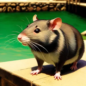 Cute Gray Mouse with Fluffy Fur and Whiskers