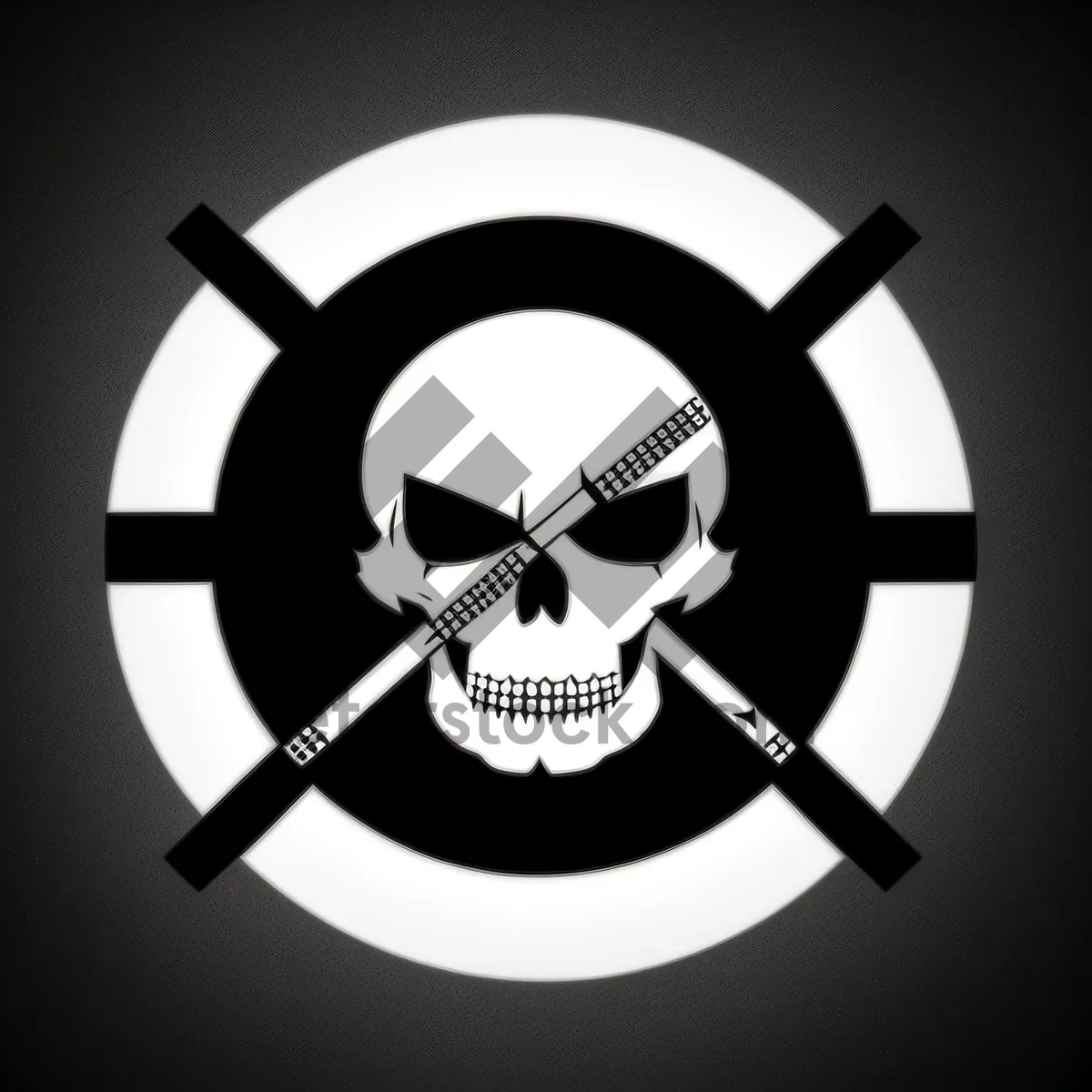 Picture of Round Black Pirate Button Symbol