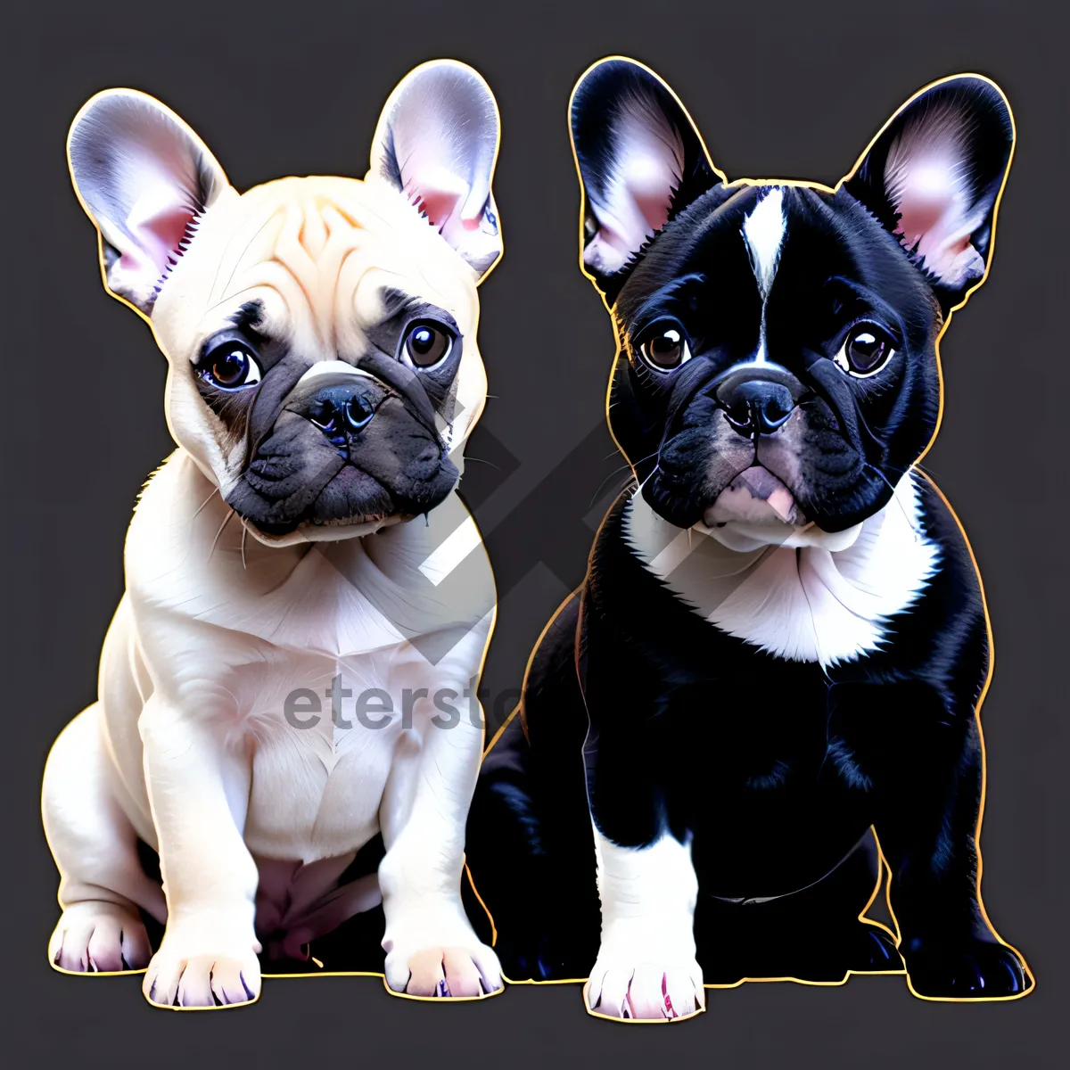 Picture of Endearing French bulldog puppies, blessed with adorable wrinkles that add to their cuteness