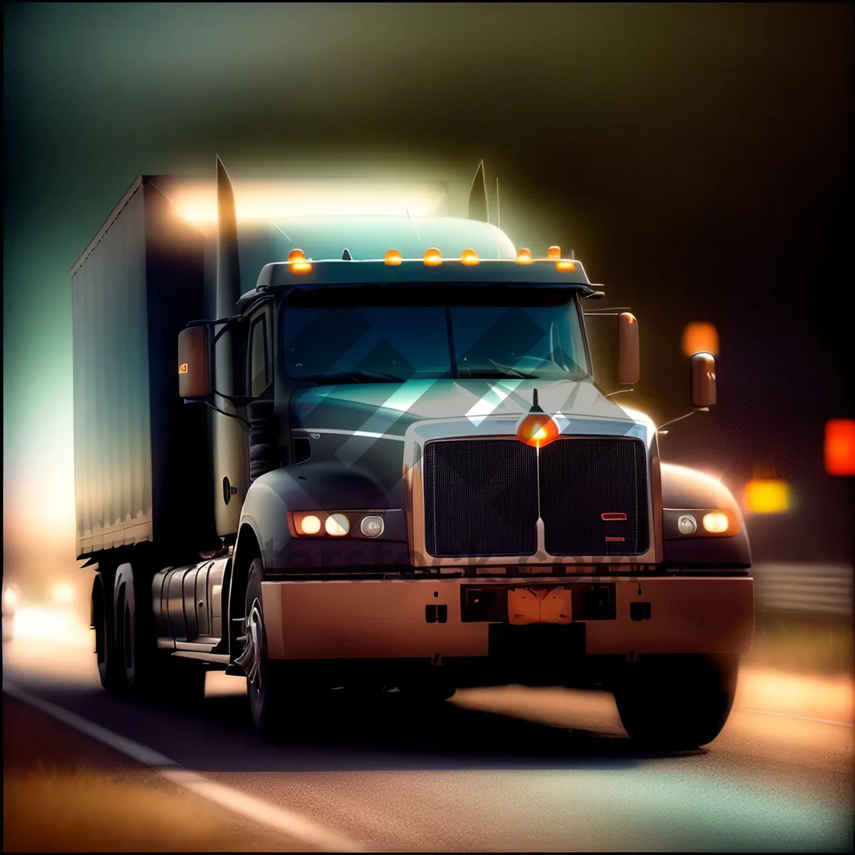 Picture of Fast Freight Truck on Highway