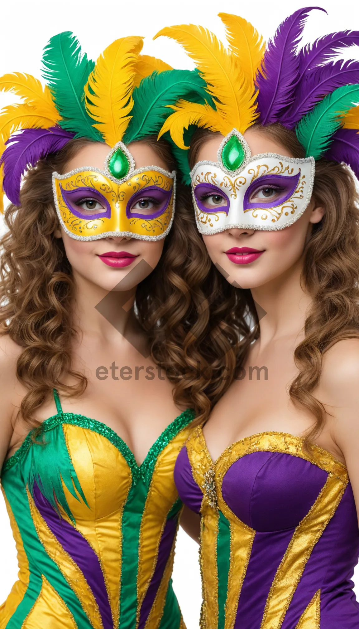 Picture of Mysterious Venetian lady in stylish mask at carnival