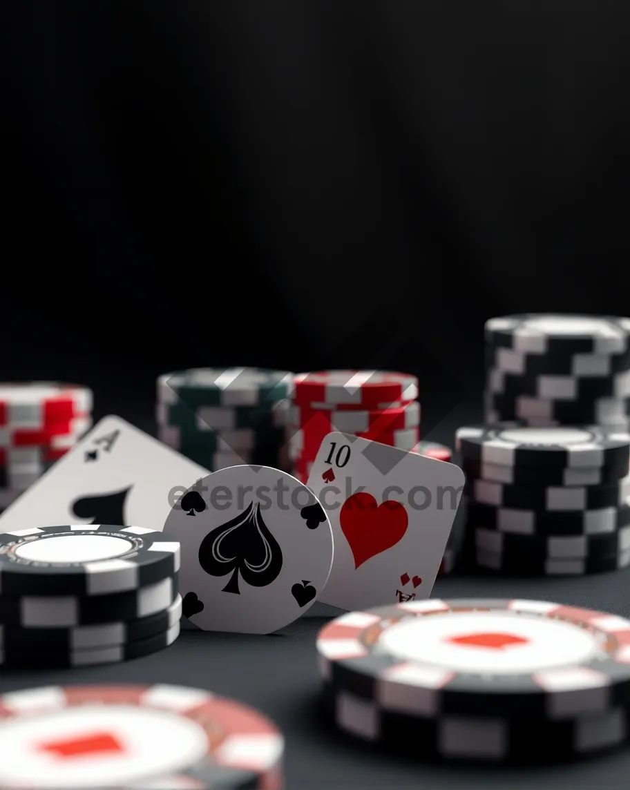 Picture of Blackjack Table with Chips and Cards