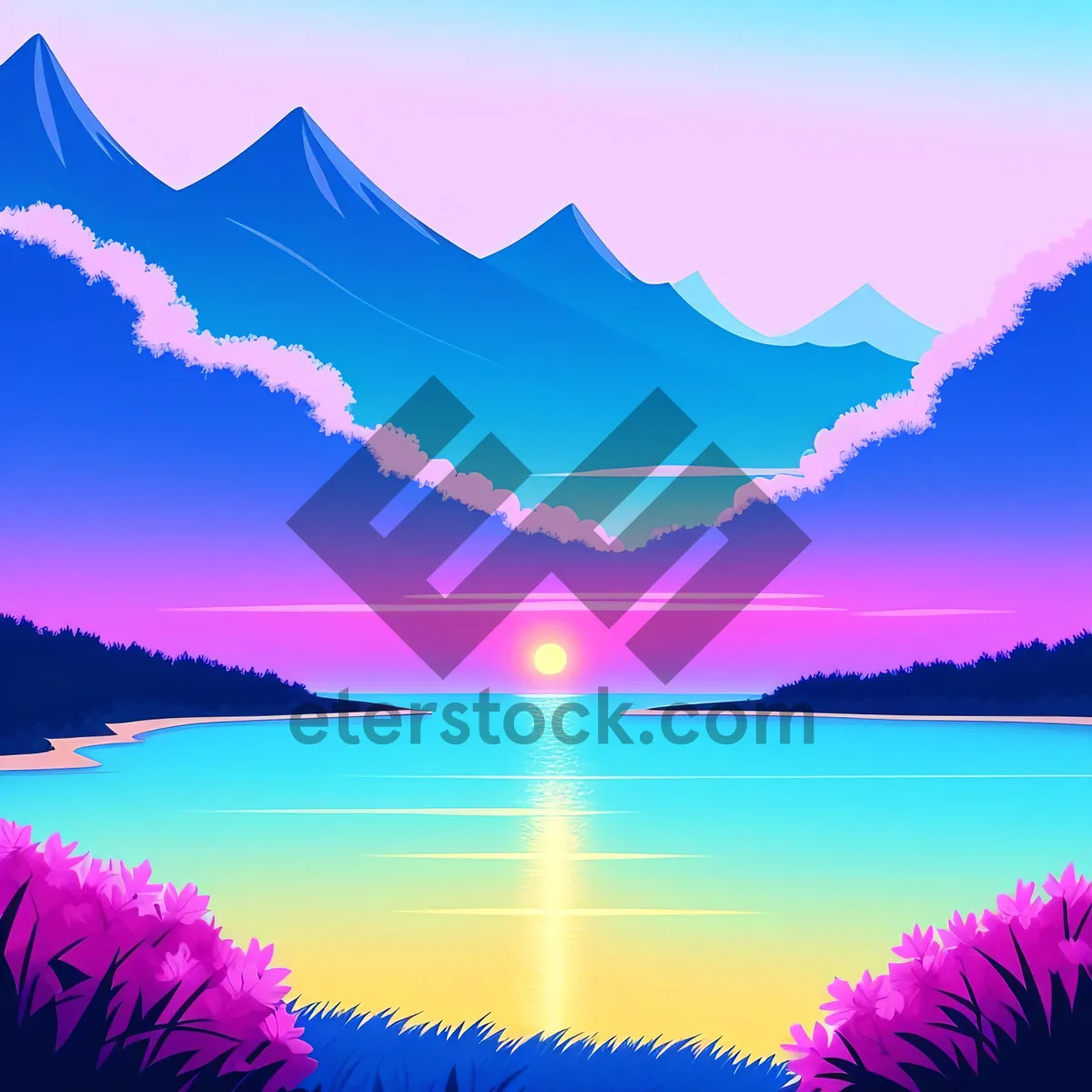 Picture of Vibrant Summer Sky over Serene Lake