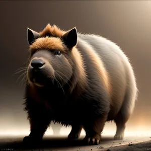 Cute Wild Boar Piglet with Brown Fur