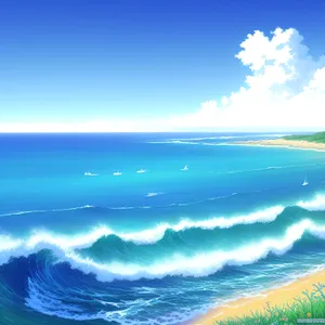 Tranquil Seascape: Sunny Beach Paradise and Turquoise Waters