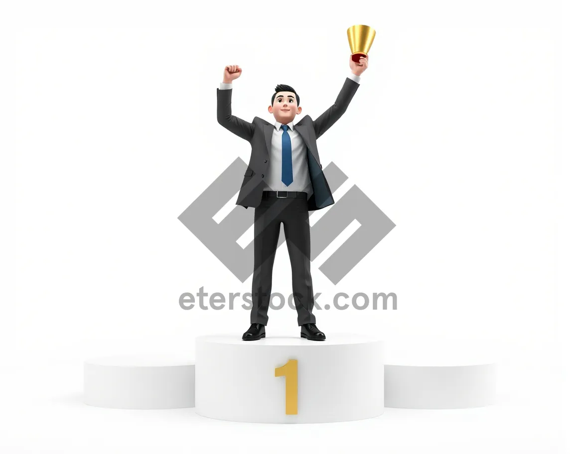 Picture of Silhouette of successful business man in 3D profile.