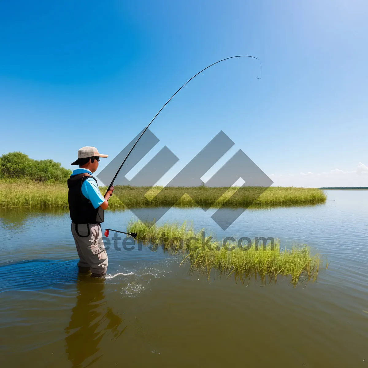 Picture of Serene Sunset Fishing by the River