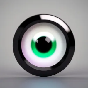 Shiny Black Circle Button with Reflection