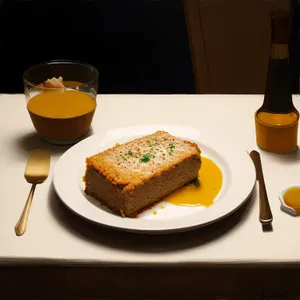 Delicious and Healthy Breakfast Plate with Juice and Toast