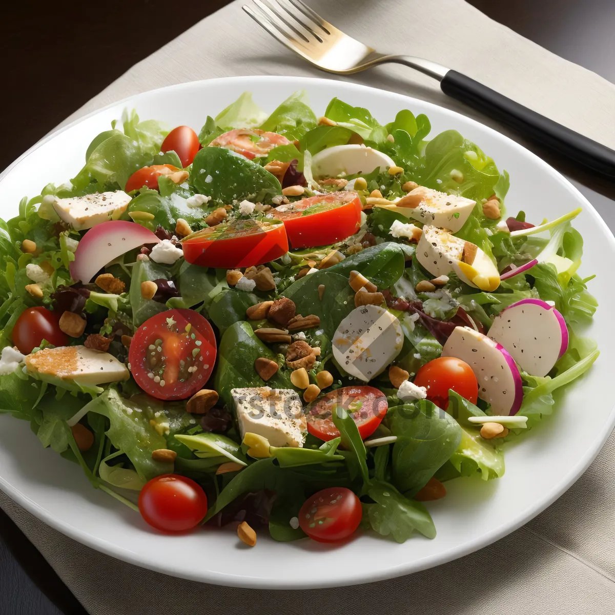 Picture of Tasty Gourmet Salad with Fresh Vegetables and Cheese