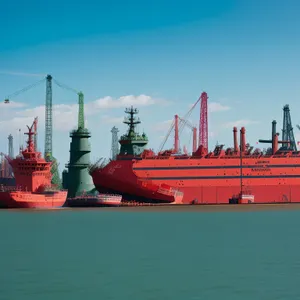 Maritime Transport: Cargo Ship Loading at Harbor