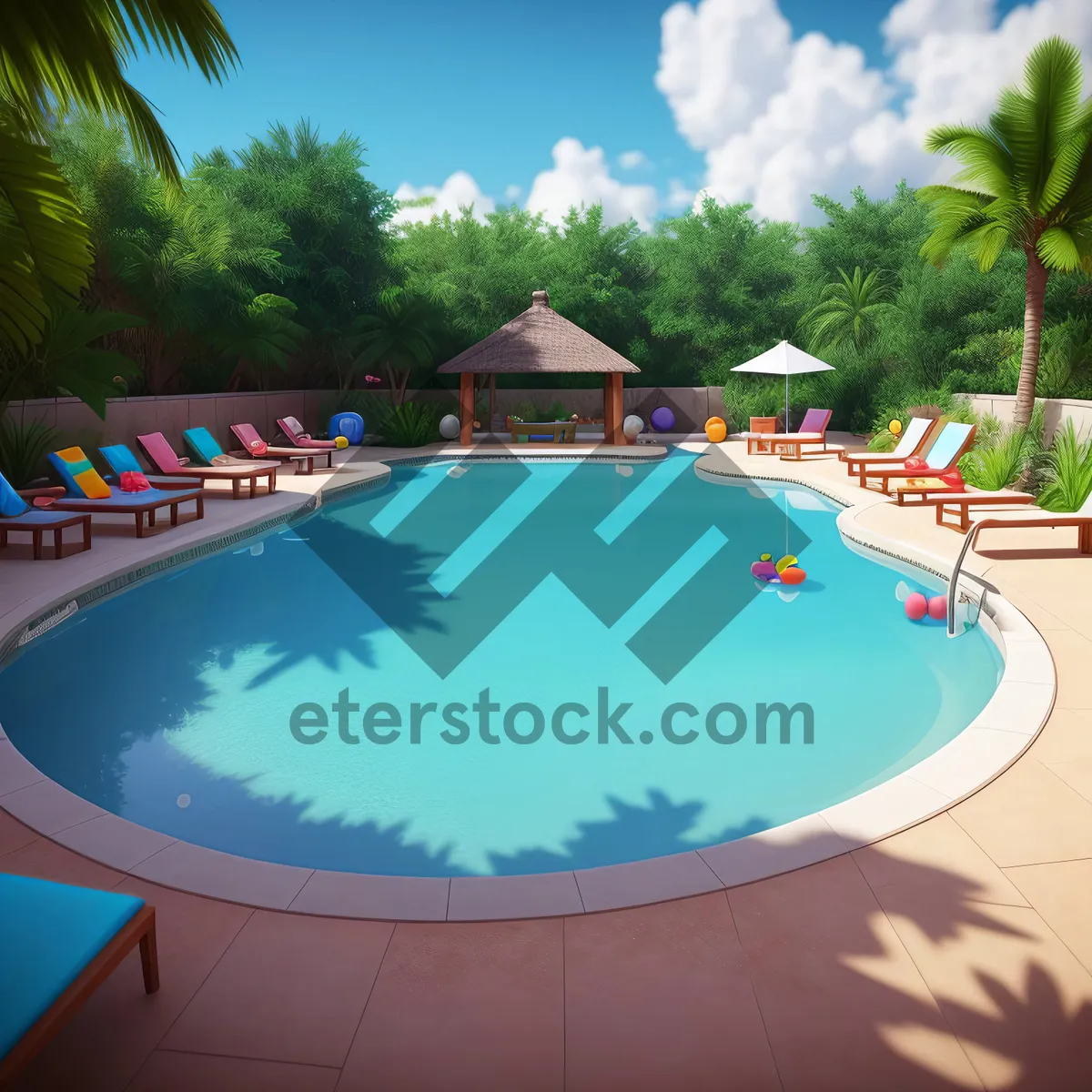 Picture of Tropical Paradise Poolside Relaxation at a Luxury Resort