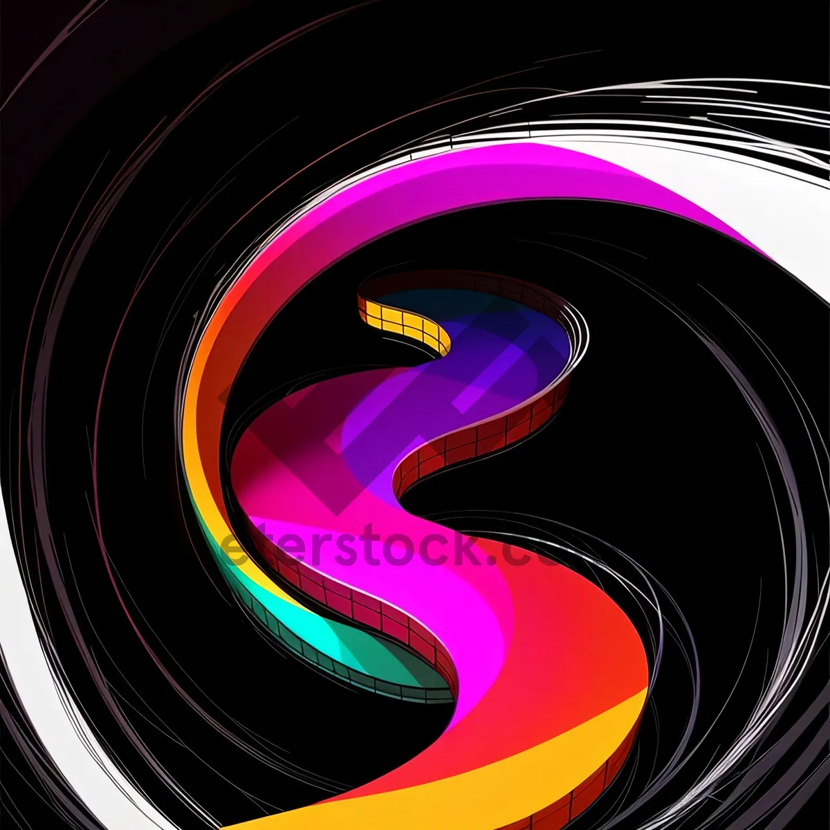 Picture of Abstract Fractal Motion with Colorful Swirls