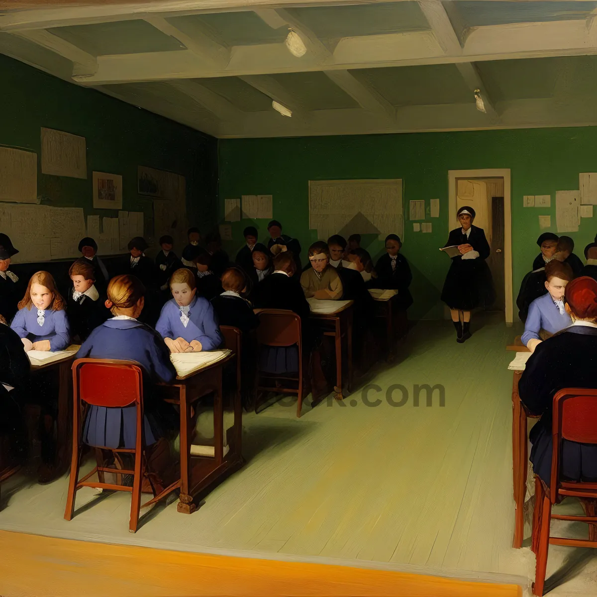 Picture of Modern Classroom with Professional Educator and Students