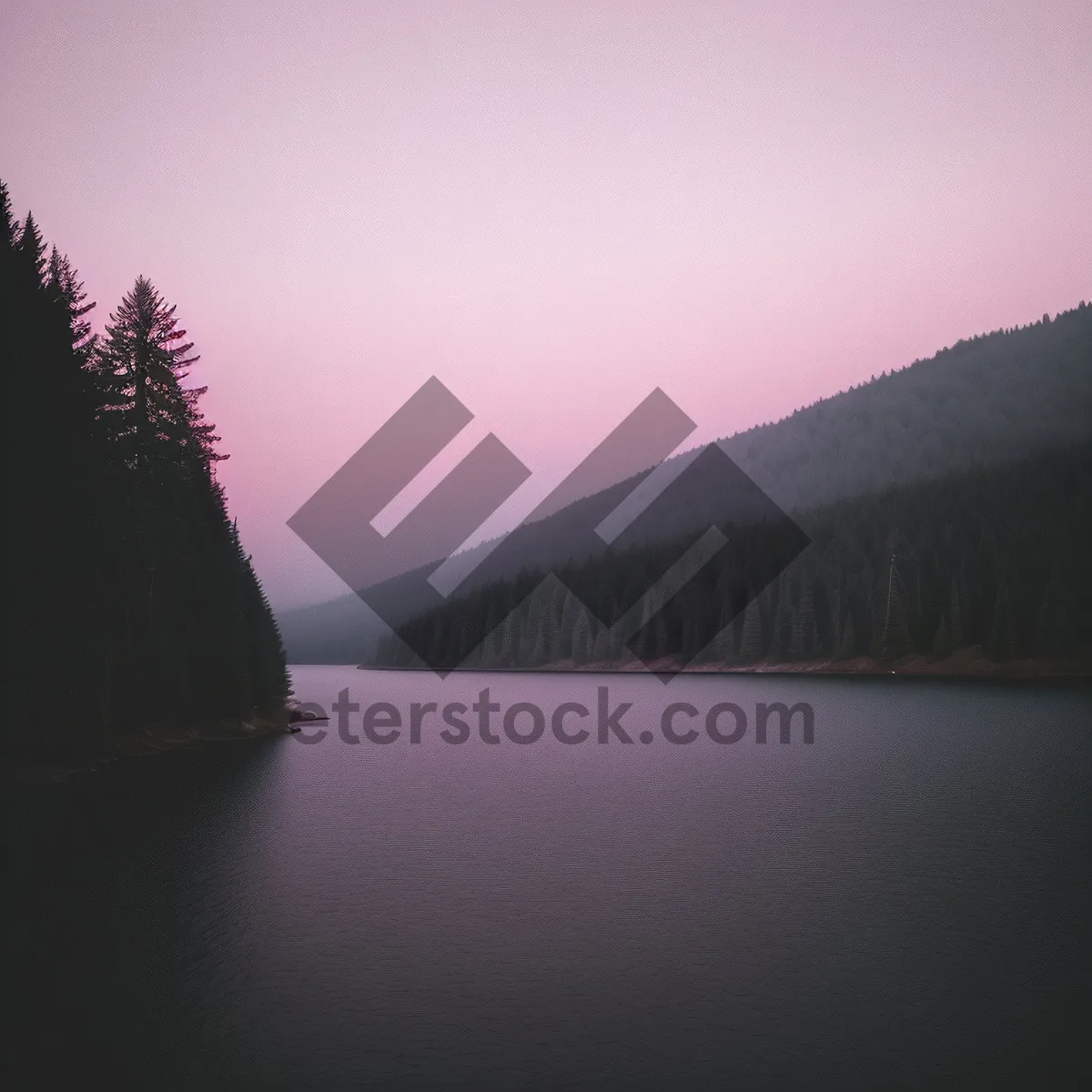 Picture of Serene Sunset Over Lake: Majestic Reflections on Shore