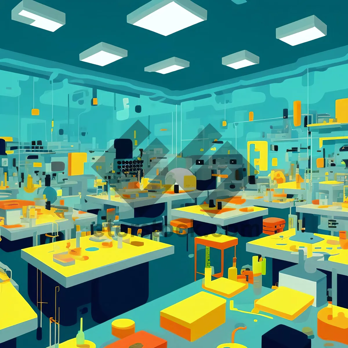 Picture of Modern interior design of a cozy restaurant cafeteria.