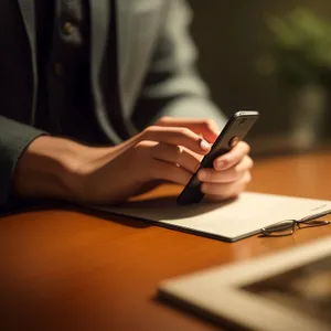 Busy office worker typing on laptop