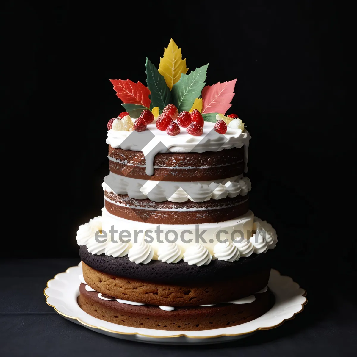 Picture of Sweet Chocolate Fruit Cake with Creamy Frosting