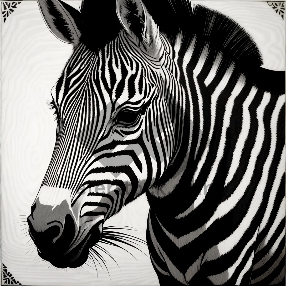 Picture of Striped Zebra Grazing in Wildlife Reserve