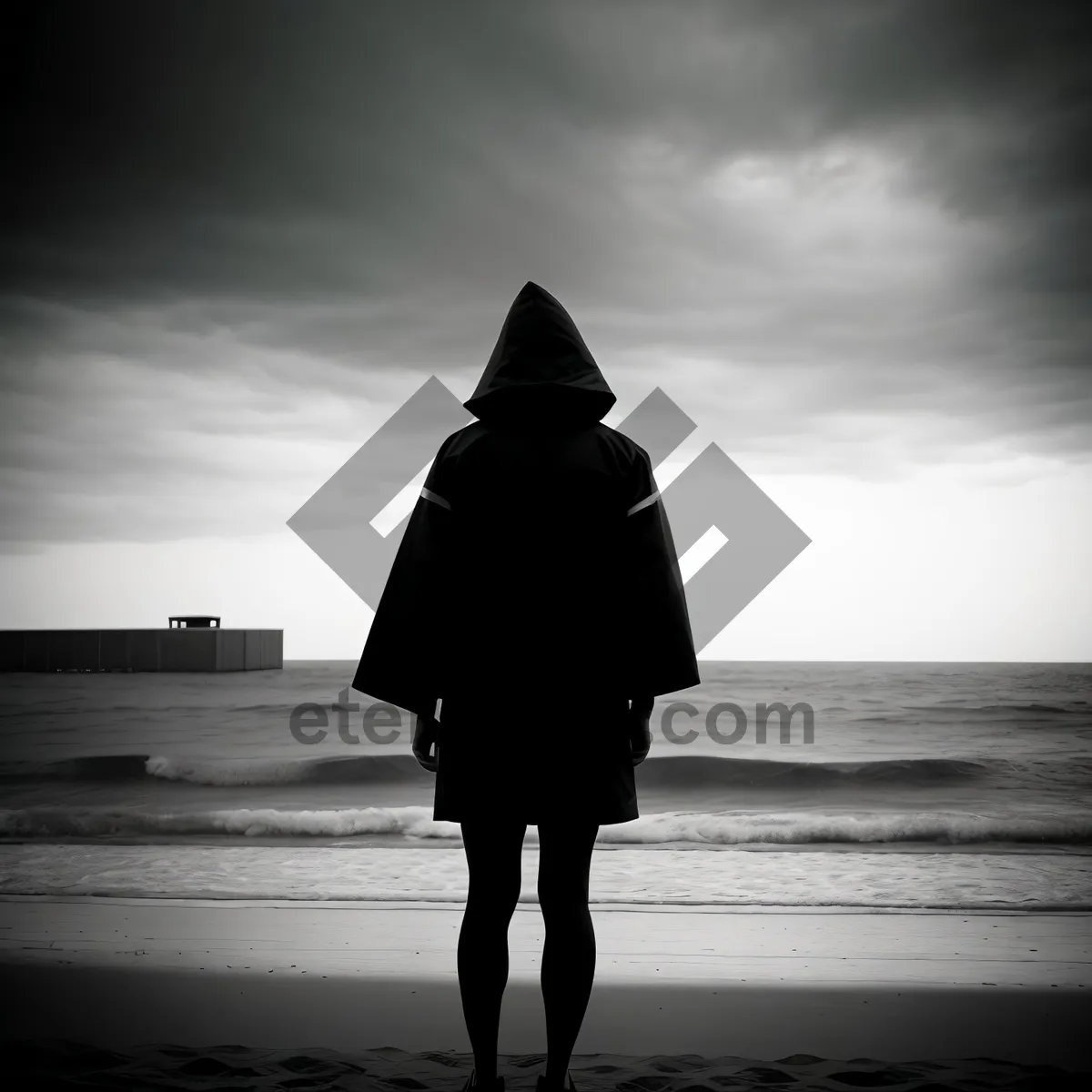 Picture of Serene Sunset Silhouette on Beach
