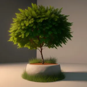 Eternal Summer: Vibrant Bonsai Branch amid Greenery