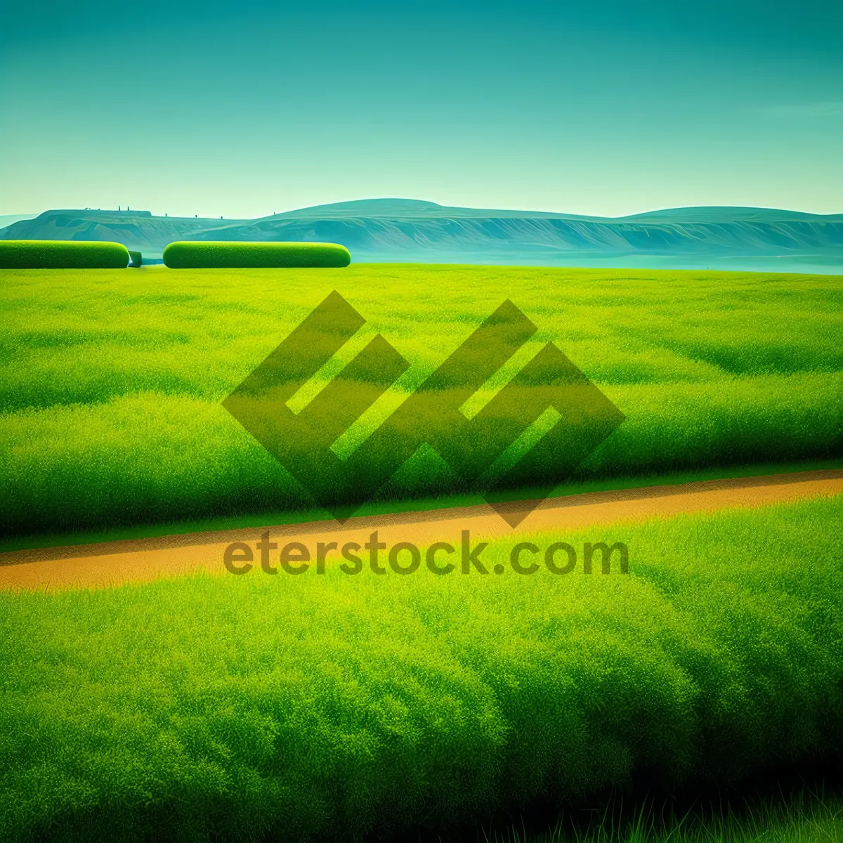 Picture of Vibrant Meadow Landscape under Clear Skies