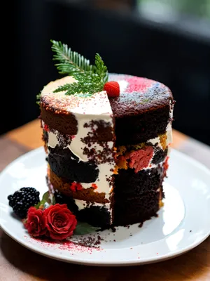 Delectable Berry Chocolate Cake with Fresh Fruit